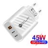 PD 45W USB C Charger Fast Charge Charger Type C Quick Charge 3.0 for Iphone 14 Pro Xiaomi Samsung Mobile Phones Chargers