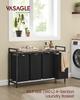 VASAGLE Laundry Basket, 4-Compartment Laundry Hamper, Pull-Out and Removable Laundry Bags, Laundry Sorter, Shelf, Metal Frame, 4 x 40L