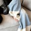 Women Straight Leg Denim Jeans Casual Solid Color Cotton Blend High Waist Daily Streetwear Long Pants