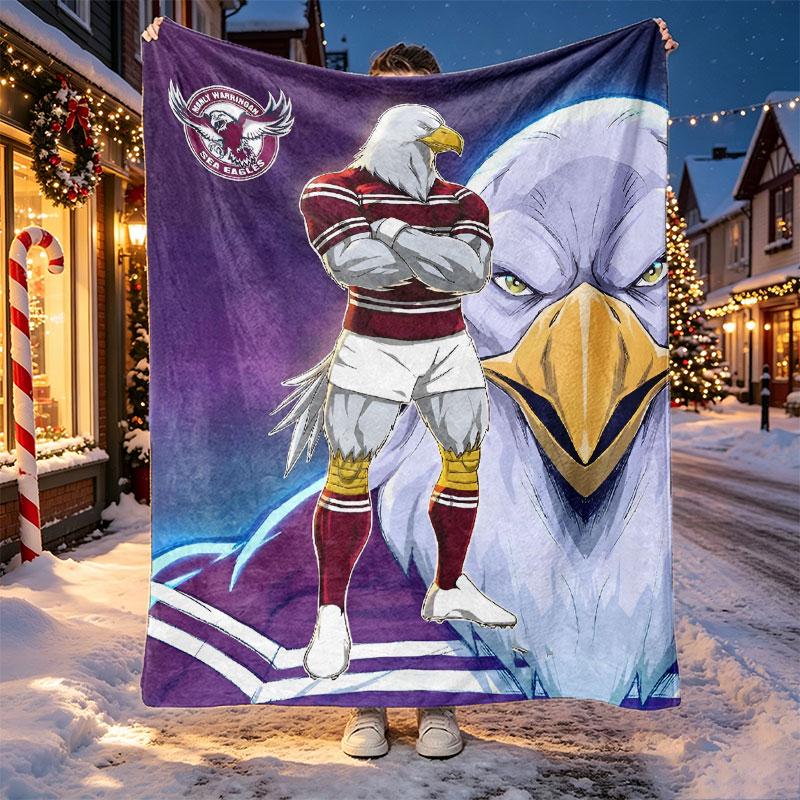 Manly Warringah Sea Eagles Pattern Blanket for Home Decoration, Bed, Sofa, Car Travel, Camping, Suitable for All Seasons, Birthday Christmas Gift