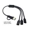 USB + кабель-адаптер Type C «папа» на 2/3 Type C «мама», разветвитель USB OTG, многофункциональный концентратор для зарядки и передачи данных.