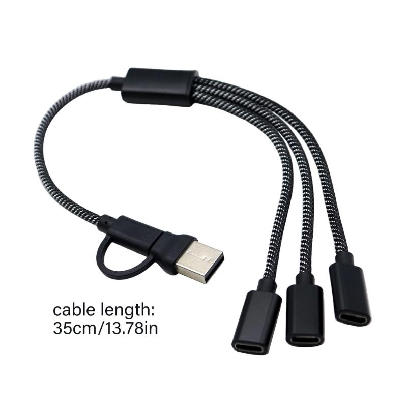 USB + кабель-адаптер Type C «папа» на 2/3 Type C «мама», разветвитель USB OTG, многофункциональный концентратор для зарядки и передачи данных.