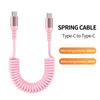1.5M Coiled USB-C Type C 5A Fast Charging Data Cable 90 Right Angle Retractable Pure Copper Mobile Phone Cord for