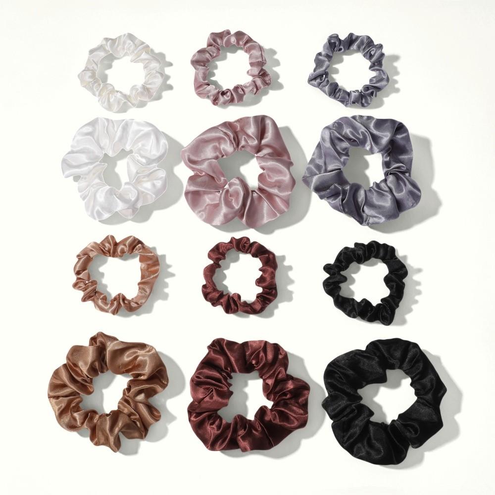 12pcs/lot Scrunchies for Hair Elastic Scrunchy Women Small Large Mix Satin No Crease Ponytail Cute Headwear Holder