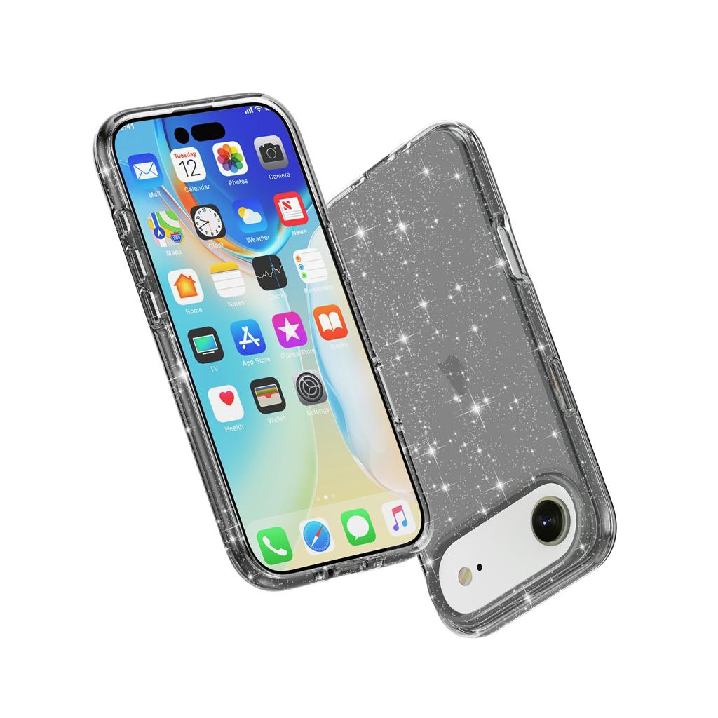 For iPhone 17 Air Case Sparkly Powder Glitter Shiny Soft TPU+Hard PC Back Cover