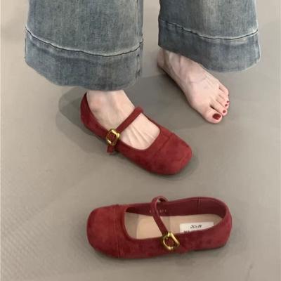 Ретро неглубокие туфли-лодочки женские весенне-осенние новые французские вечерние туфли нежные мягкие на плоской подошве Мэри Джейн