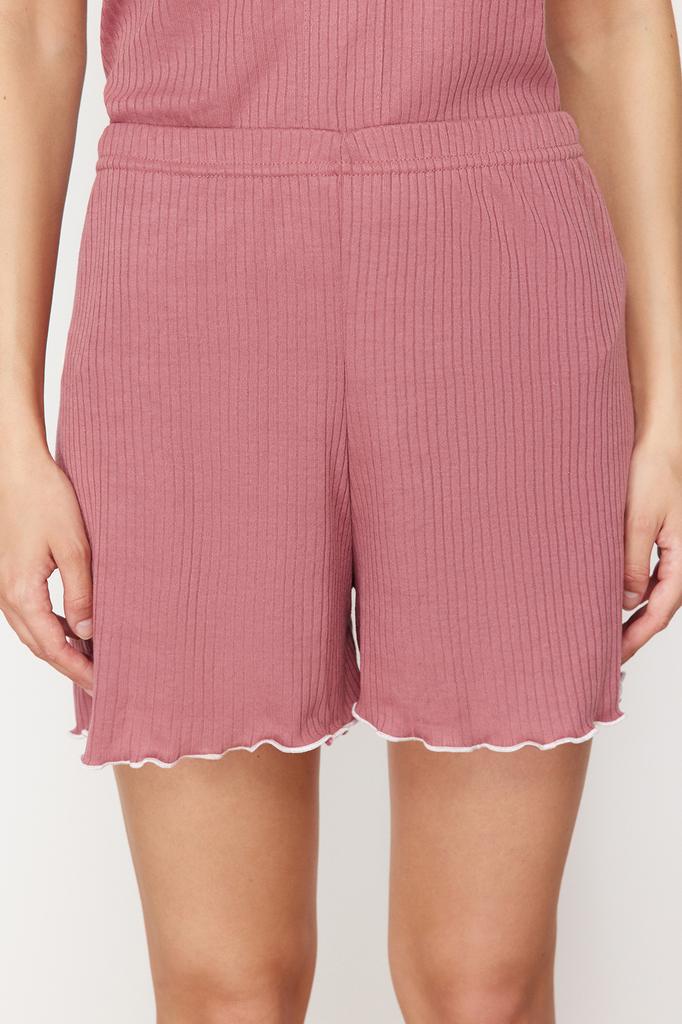 Women's Fashion New Pajama Set Yellow Ribbon Detailed Corded Knitted Pajama Set