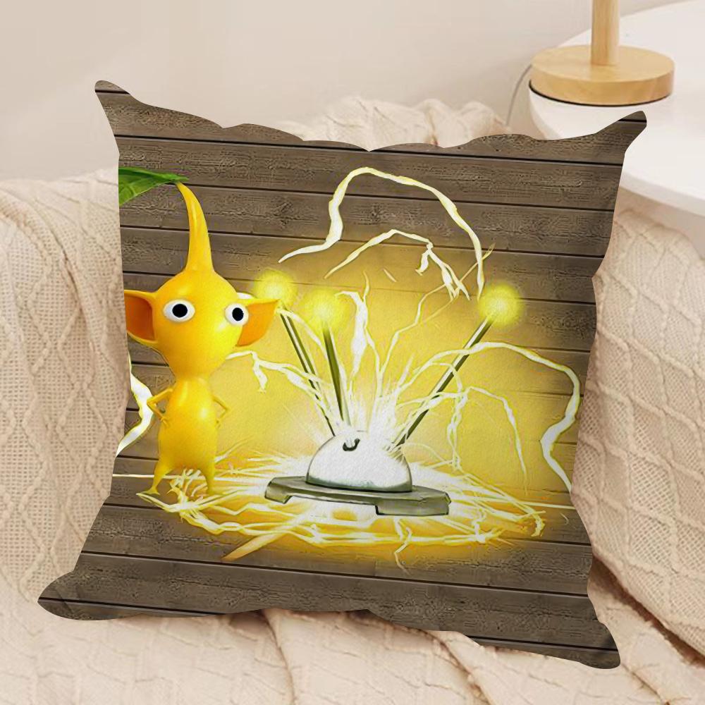 Cartoon PPIKMINS Cushion Cover Silky Short Plush Sofa Pillow Cover Hidden Zipper Soft Dustproof Case for Home Decor