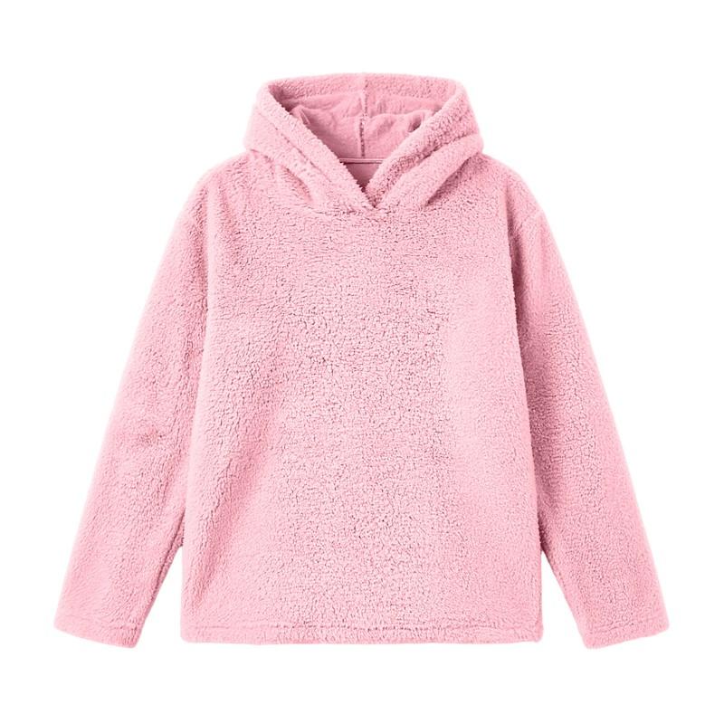Womens Oversized Hooded Sweatshirt 2026 Fall Winter Solid Color Long Sleeve Soft Fleece Pullover