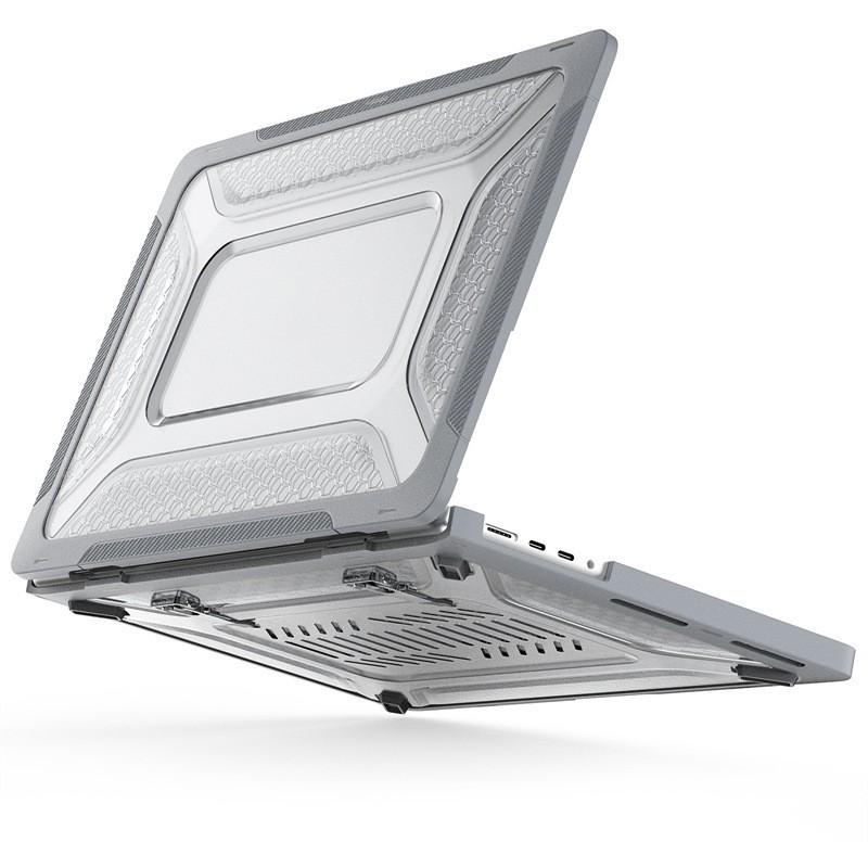 Slim PC Laptop Case With Built-in Cooling Stand MacBook Air 13 Pro 14 16 M1 Max - Shockproof Back Cover In Gray