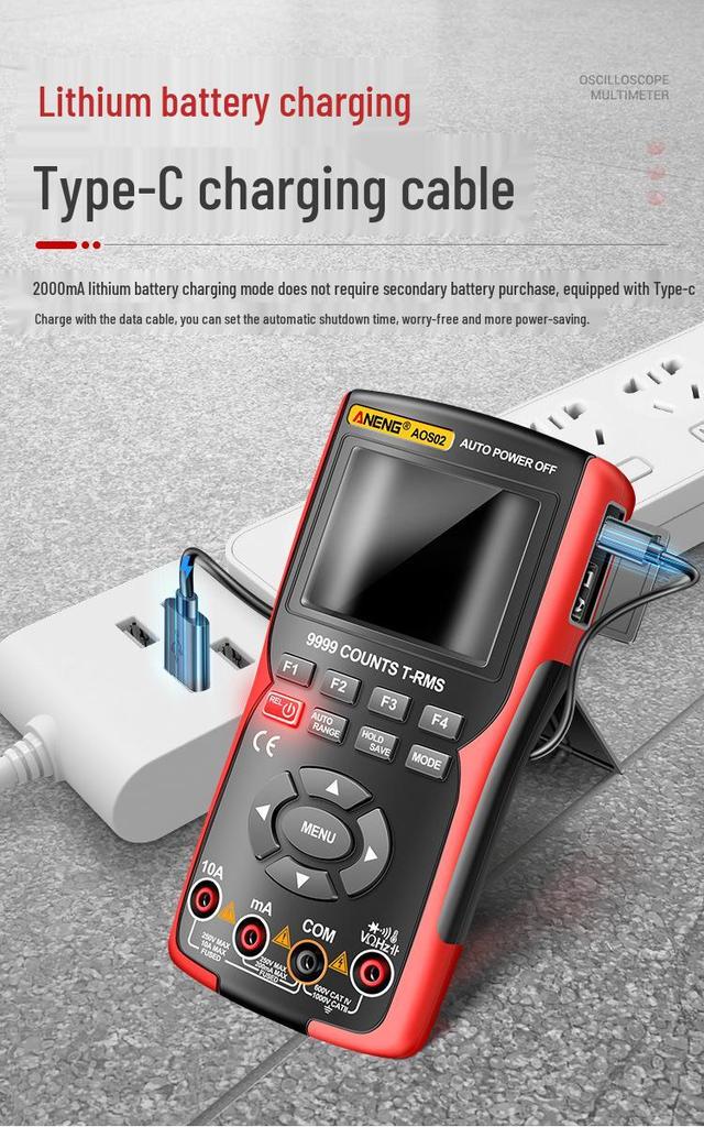ANENG AOS02 Handheld Smart Digital Oscilloscope & Multimeter with Anti-Burn Protection and High-Precision Multifunctional Color Screen