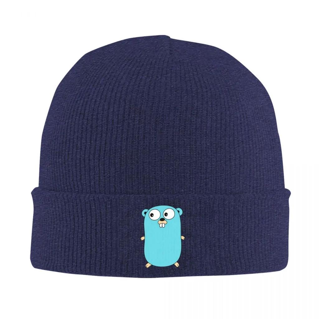 Новая теплая вязаная шапка-бини с изображением Gopher из Go Golang, модная шапка-колпак, осенне-зимние головные уборы для улицы, унисекс, женские, взрослые