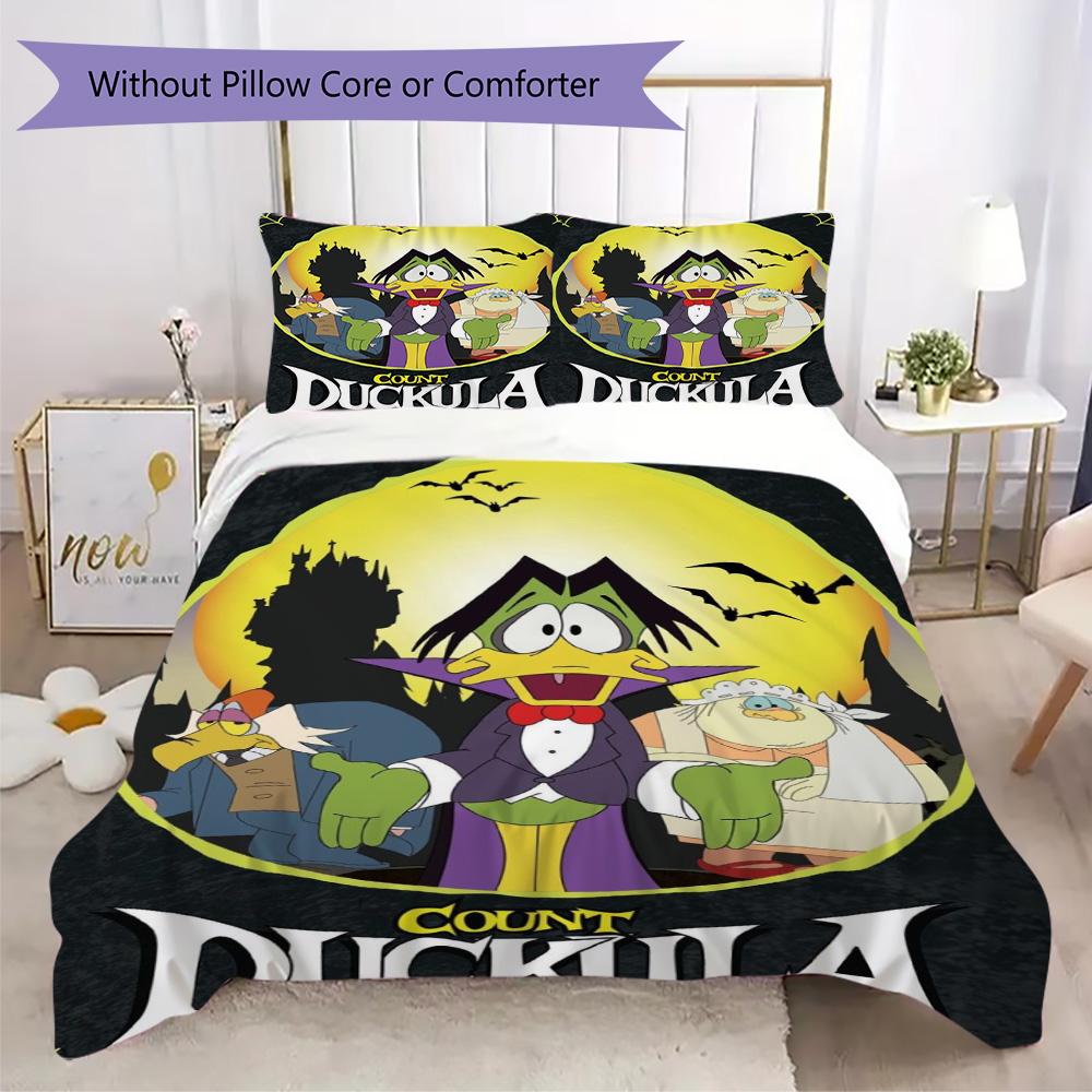 Count Duckula Pattern Bedding,Quilt Set Quilt Cover Pillowcase Home Birthday Gift (1*duvet cover+2*pillowcase,without core)SSJT0917334