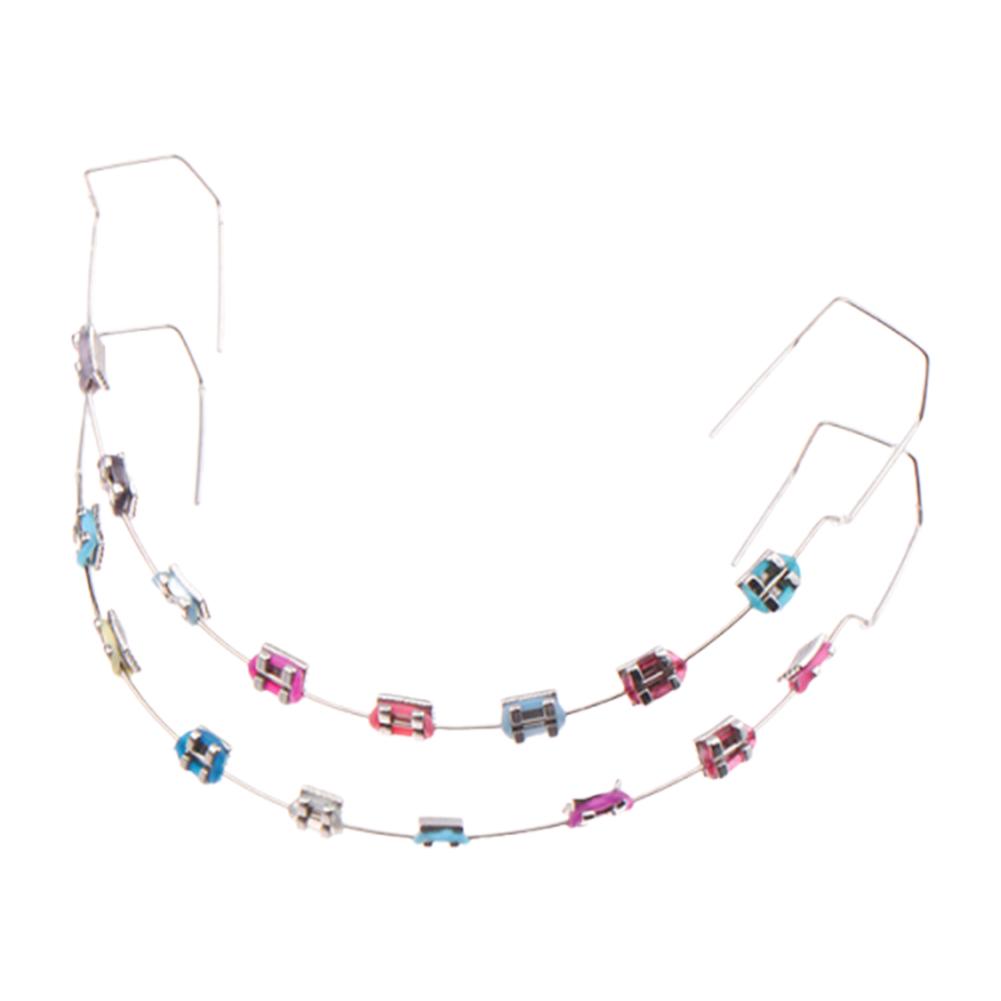 1 пара стоматологических фейковых брекетов с коробкой для хранения Временное украшение зубов Металлические дуги Брекет Ортодонтические лигатурные резинки Стоматологический инструмент