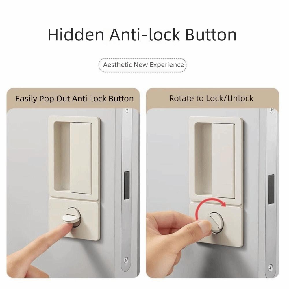 Black Finish Flat Door Lock Handleless Design Invisible Door Handle Bedroom Doors