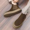 FashionAutumn Fashion Brand Men's Genuine Leather Mid Top Boots for Teenagers, Fashionable Anti Slip and Wear-resistant Chelsea Boots