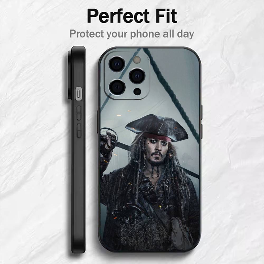 The Captain J-Jack S-Sparrow Phone Case For iPhone17,16,15,14,13,12 Plus,Max Soft Silicone Black Cover