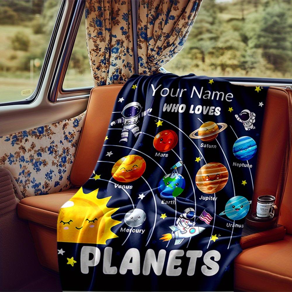 Planets Blanket Personalized Name Soft Comfortable Stylish Blanket Car Blanket Perfect For Travel Camping Outdoor Home Suitable For All Seasons