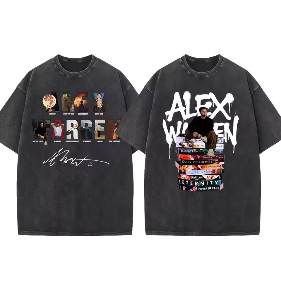Alex Warren Tour 2026 Washed T-shirt Men Women Hip Hop Short Sleeve Oversized Tee Shirt