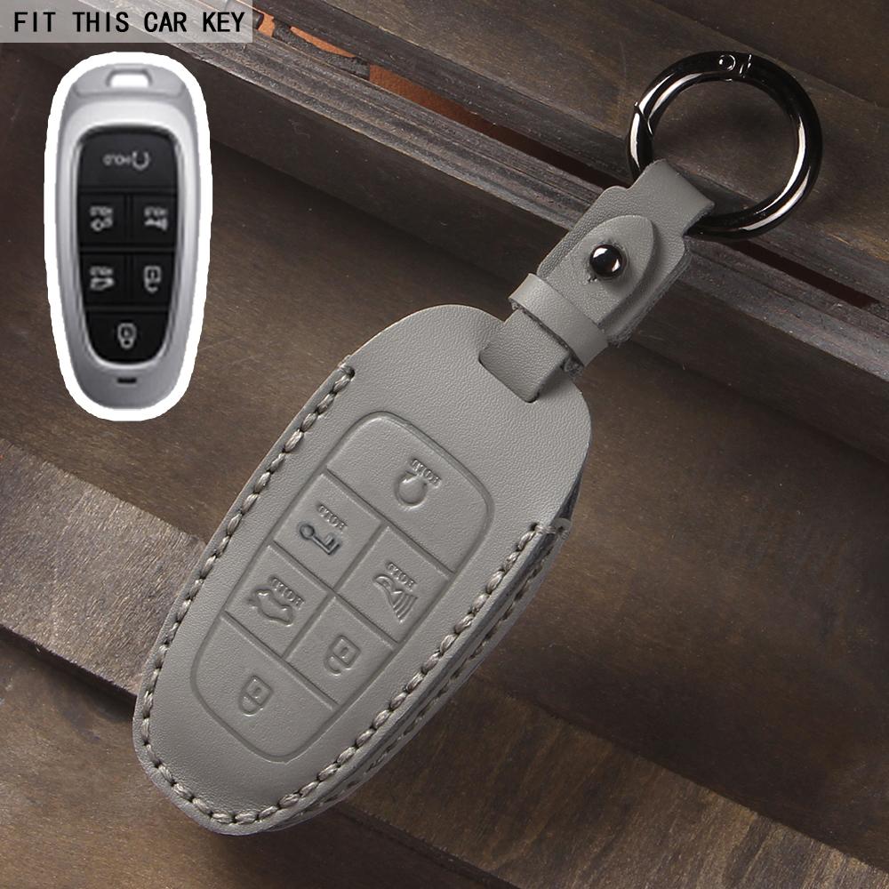 Leather Car Key Case Cover Fob for Hyundai Sonata Sel Ev 6 Ev 8 IONIQ 5 Nexo DN8 Fe Tucson Sonata Staria NX4 Ioniq