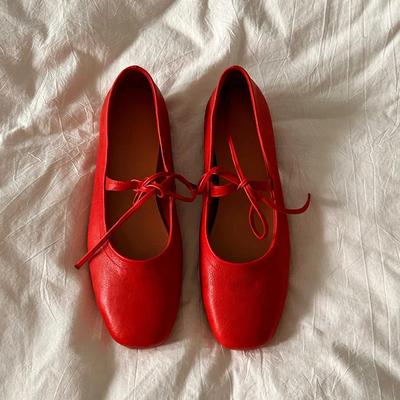 Размер 34-43 женская обувь из натуральной кожи для повседневной носки на низком каблуке классические балетки весна 2025 обувь для офисной леди