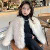 Детская меховая куртка на осень-зиму для девочек, универсальный детский меховой топ однотонного цвета с круглым вырезом и круглым воротником