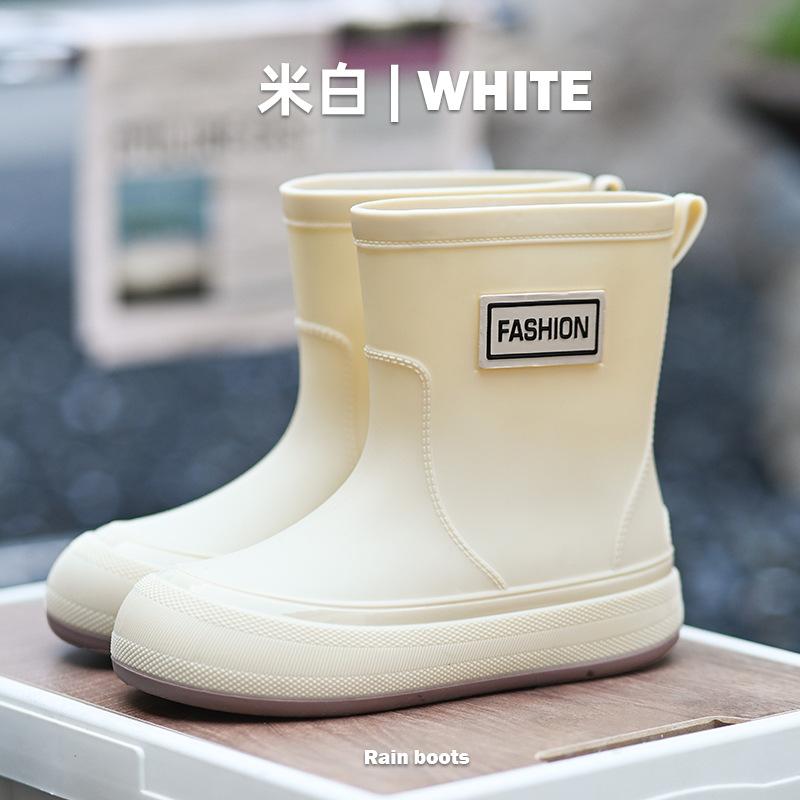 Fashion 2024 New Rain Shoes Female Mid-calf Thick Bottom Waterproof Boots Non-slip Fashion Water Shoes Kitchen Zapatos Para Mujeres