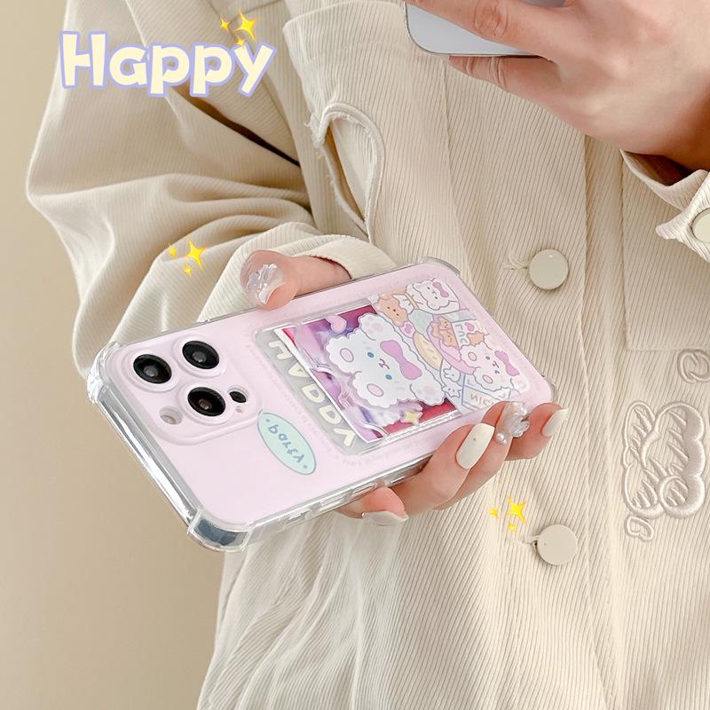 Чехол Zhitai для iPhone 16: 15 Pro Max/14 Pro, Мультяшный кролик и держатель для карт