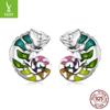 Yin Ziyun Platinum-Plated Chameleon Earrings: Cute Animal S925 Silver for Men & Women - Model BSE587