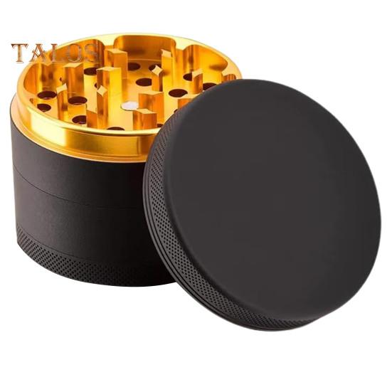 Spice Grinder Manual Food Grade Anti-crack Round Aluminum Alloy Labor-saving Better Tightness Easy Molding Process Sharp Cutting Teeth Strong