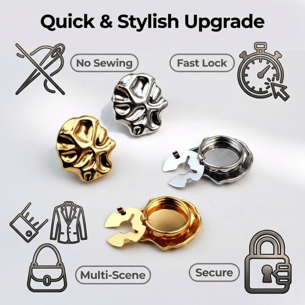 Irregular Metal Metal Cufflinks Shiny Brooch Pins New Button Covers Women Men