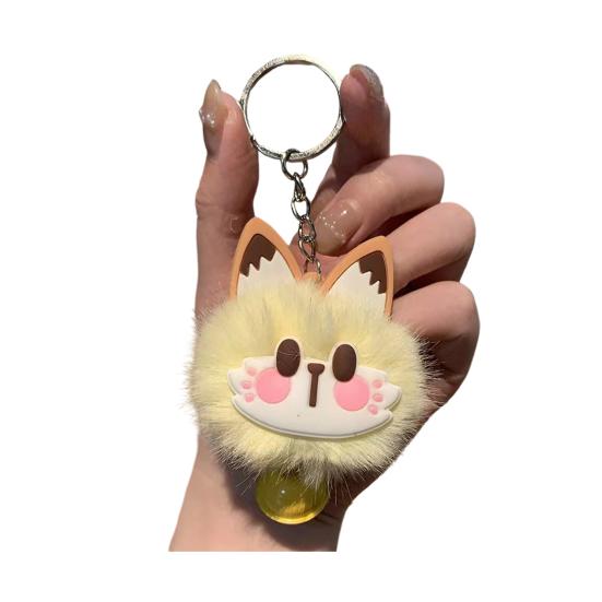 Брелок-подвеска с колокольчиком Лисий Меховой Лицевой Розовые Следы Лап Мягкий Плюшевый Брелок Сумки Рюкзаки Декоративные Аксессуары