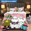 3PCS Moo-min Family Celebration Bedding Set,Including 1pc Duvet Cover And 2pcs Pillowcases Perfect for Bedroom, Dormitory, Fan Christmas gift