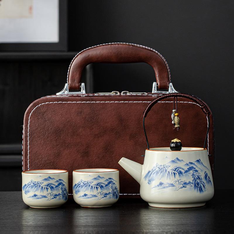 Ru kiln beam pot tea set small set anti-scalding teapot teacup business activities annual meeting gift urgent order