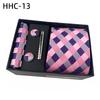 Men'S Striped Flower Plaid Tie Square Towel Cuffs Tie Clip Gift Box Set Business Casual Tie Black