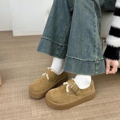 Модные туфли на платформе в стиле ретро для женщин 2024 года с круглым носком, повседневные, удобные, ленивые, на плоской подошве, роскошные женские кроссовки, мокасины, плюс бархат One Kick