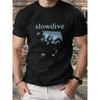 2026 Унисекс Черная Футболка с Коротким Рукавом с Принтом Музыкальной Группы Slowdive Shoegaze Повседневная Футболка с Круглым Вырезом Подходит для Лета