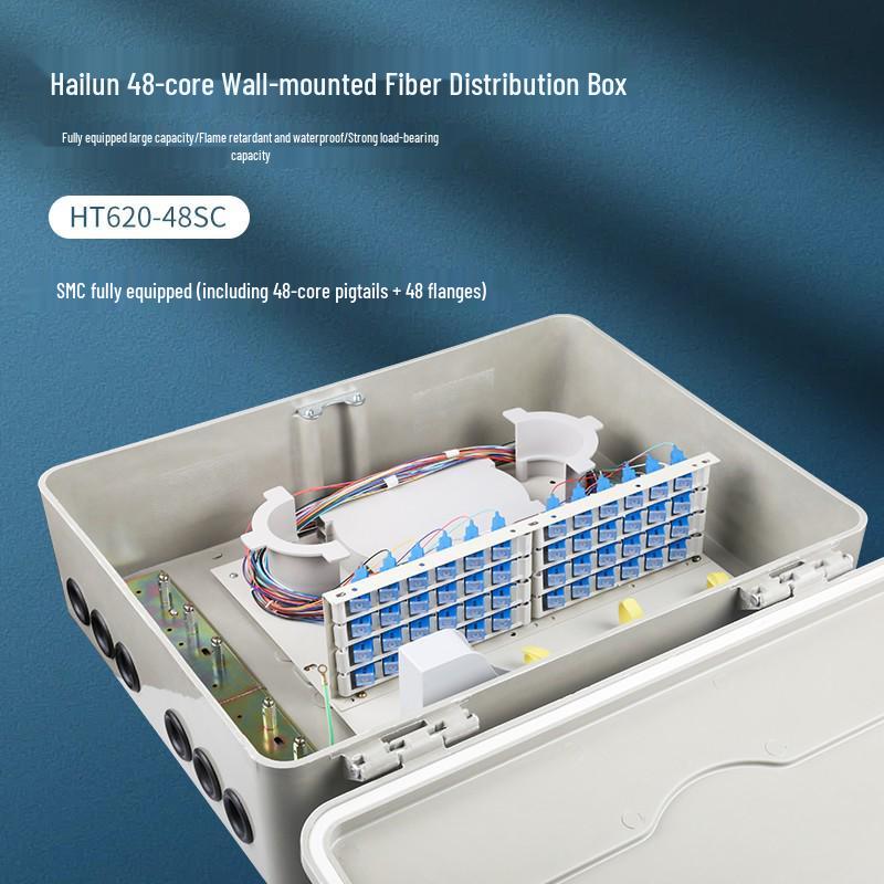 HAILE 48-Core Wall-Mounted Fiber Distribution Box with Pigtails & Flanges
