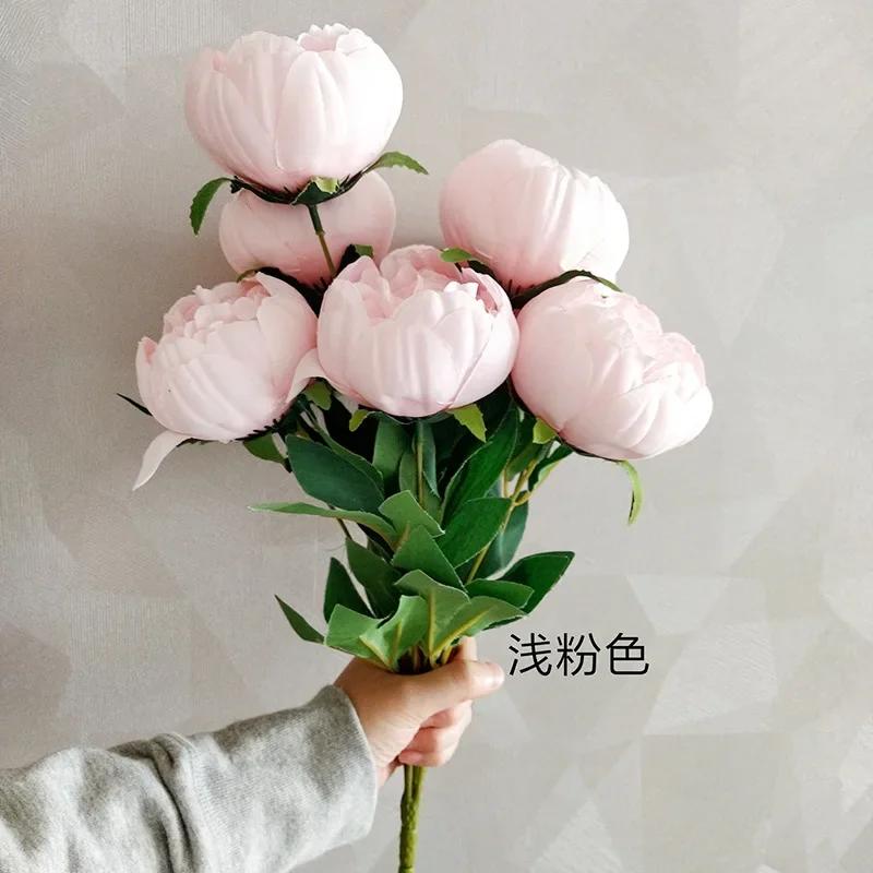 Моделирование 10 букетов пионов из сердцевины для дома, гостиной, обеденного стола, свадебных украшений, искусственных цветов высокого качества