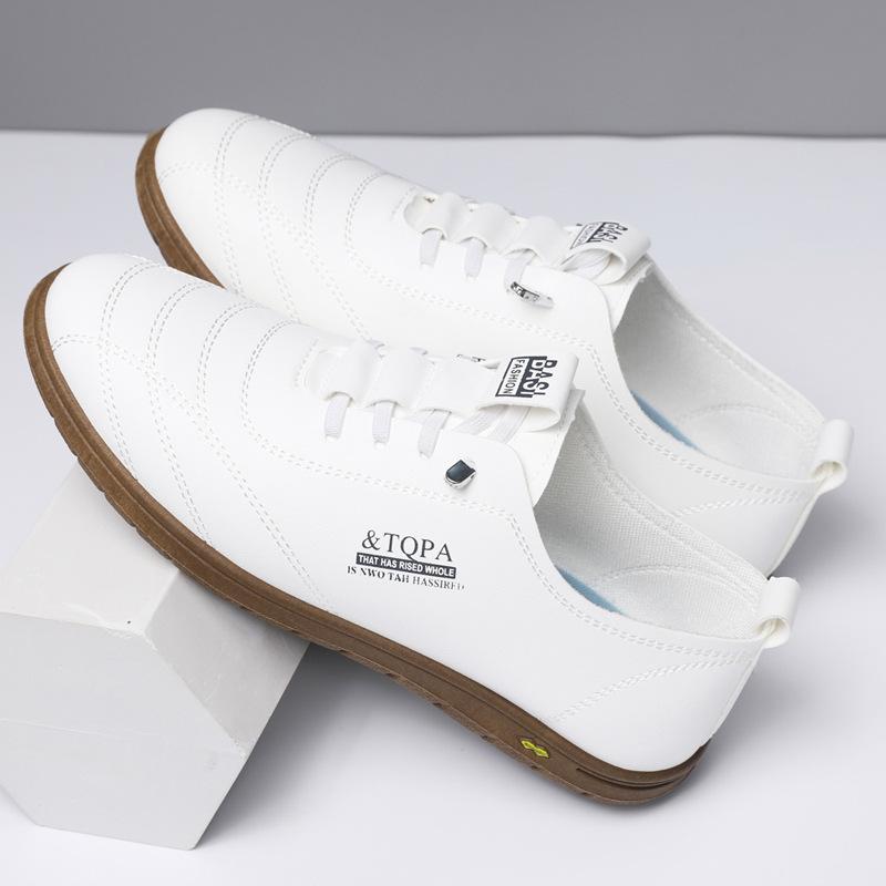 Осенние повседневные кожаные туфли на мягкой подошве мужские деловые повседневные туфли маленькие белые туфли British Tide Tower однопедальные мужские кожаные туфли Doudou