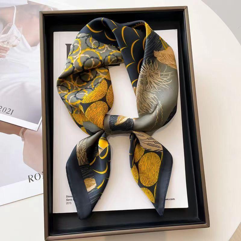 Silk scarf silk square scarf high-end sense thin women's yarn scarf temperament printed neck protection decorative scarf scarf scarf