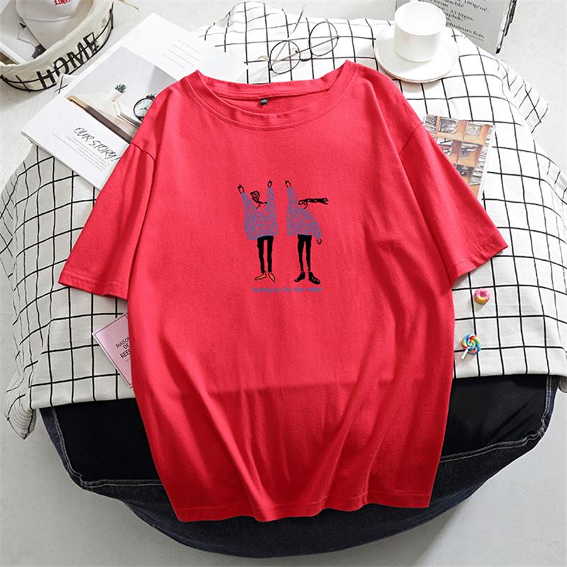 Hirsionsan Kawaii Summer T Shirt Women 2022 New O Neck Oversized Tees 100% Cotton Loose Tees Soft Casual Female Tops 7 Colors