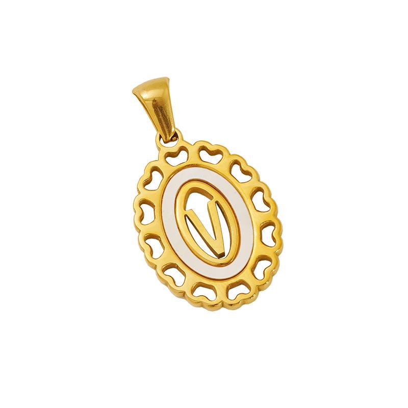 New Fashion Versatile Stainless Steel Letter Necklace 18k Gold Hollow Hip Hop Street Titanium Steel Pendant