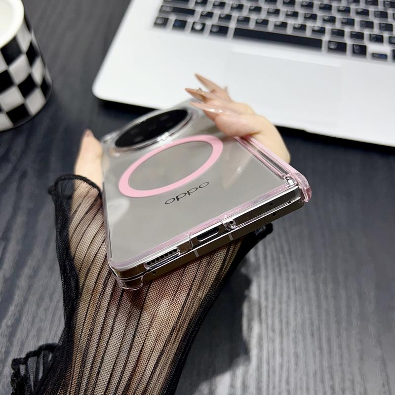 Чехол для Oppo Find N6 Высококачественный Прозрачный Защита Двойных Шарниров Магнитное Притяжение Беспроводная Зарядка Обложка