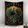 Majestic Peacock with Moon Phases Design Patterned tapestry for bedroom and living room home decor