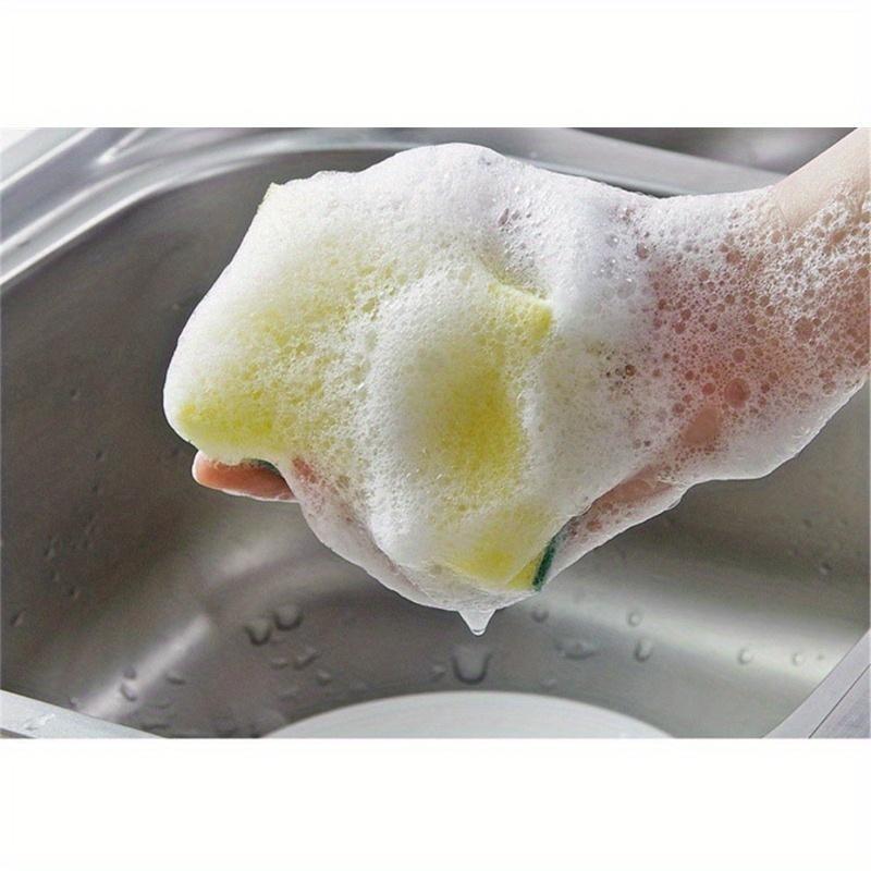 5pcs, Cleaning Sponge, Dish Scrubbing Brush, Pot Scrubber, Microfiber Dish Cloths, Scouring Pads, Cleaning Tools, Kitchen Accessories, Kitchen Gadgets