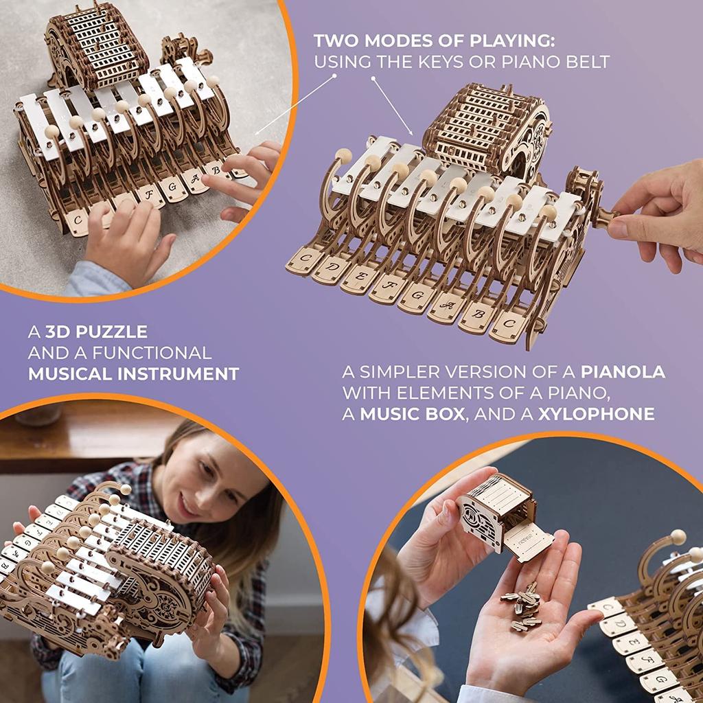 Ugears Mechanical Celesta 70178 Wooden Craft No Glue or Tools Intermediate Adult Puzzle, Model, Required, Level,