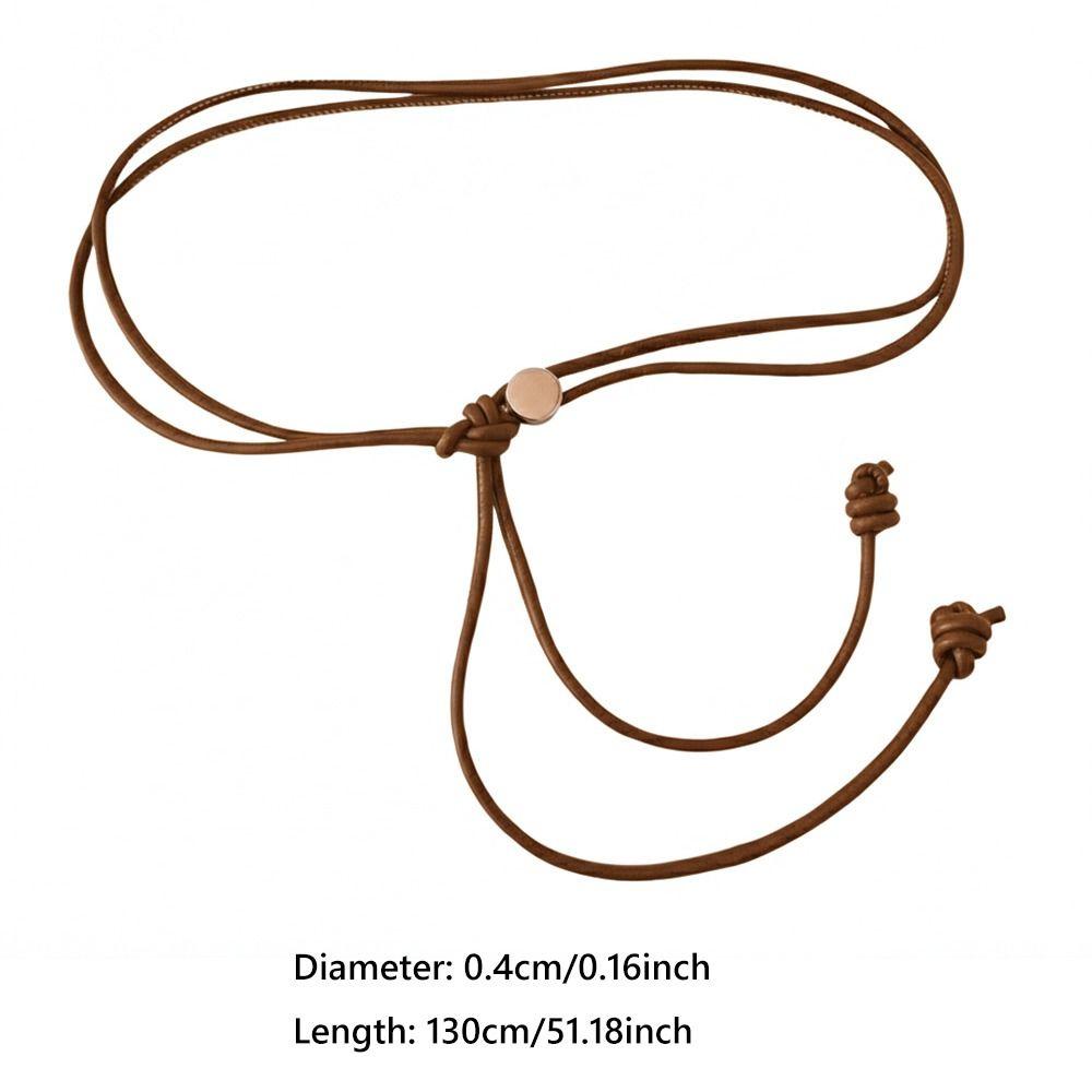 Fashionable Soft PU Leather Rope Belts Long Length Thin Waist Chain Adjustable Waist Belt Women Lady Girl