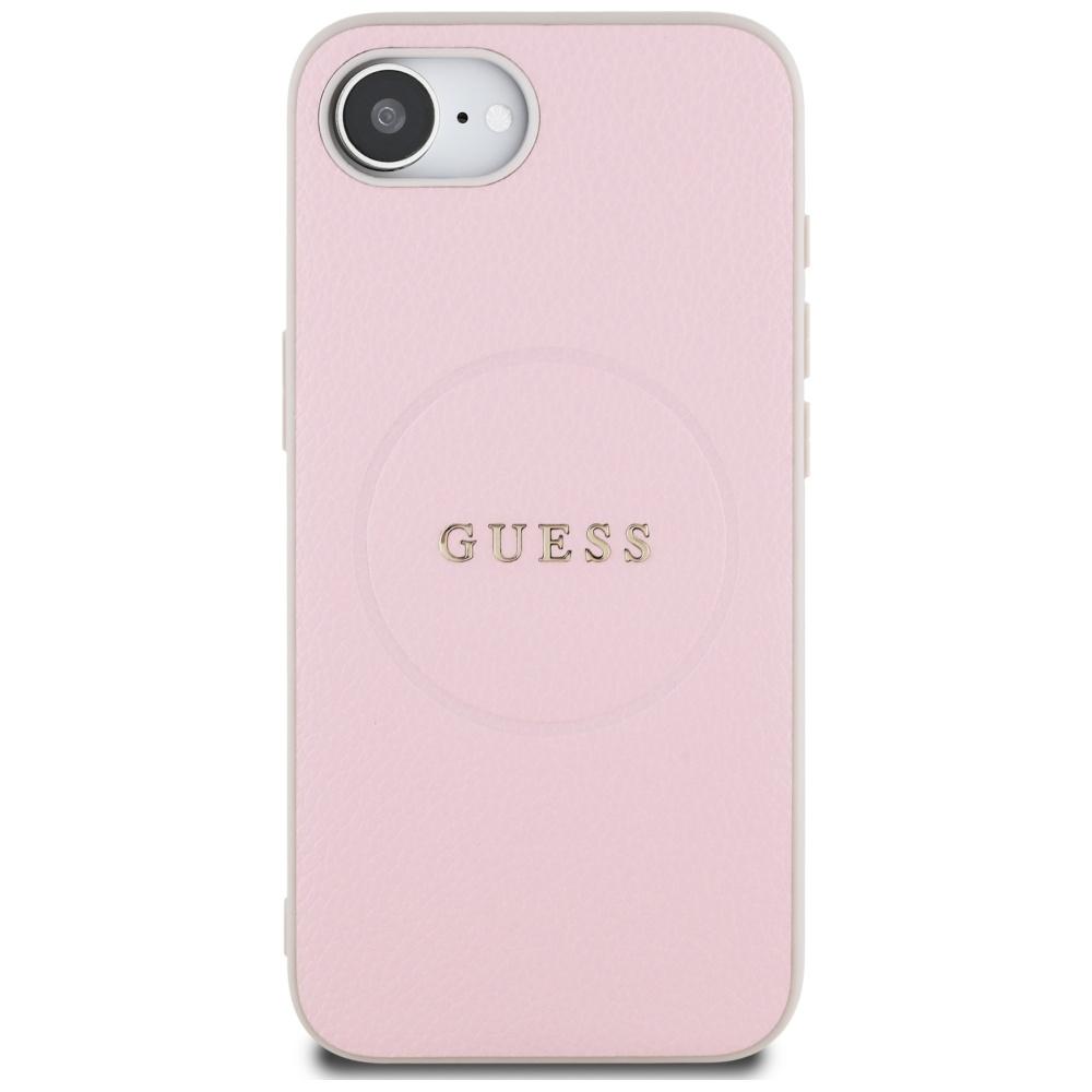 Guess Grained Ring MagSafe Case for iPhone 16e / 17e Pink