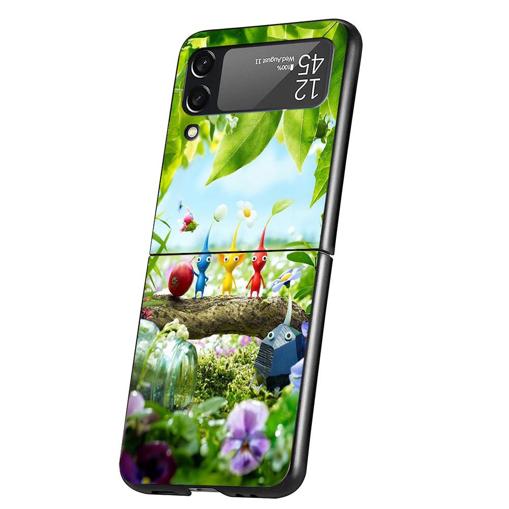Game P-PikminS 4 Cover Phone Case For Samsung Galaxy Z Flip 7 6 5 4 3 5G Flip7 Flip6 Flip5 Flip4 Flip3 Black Fundas Shell